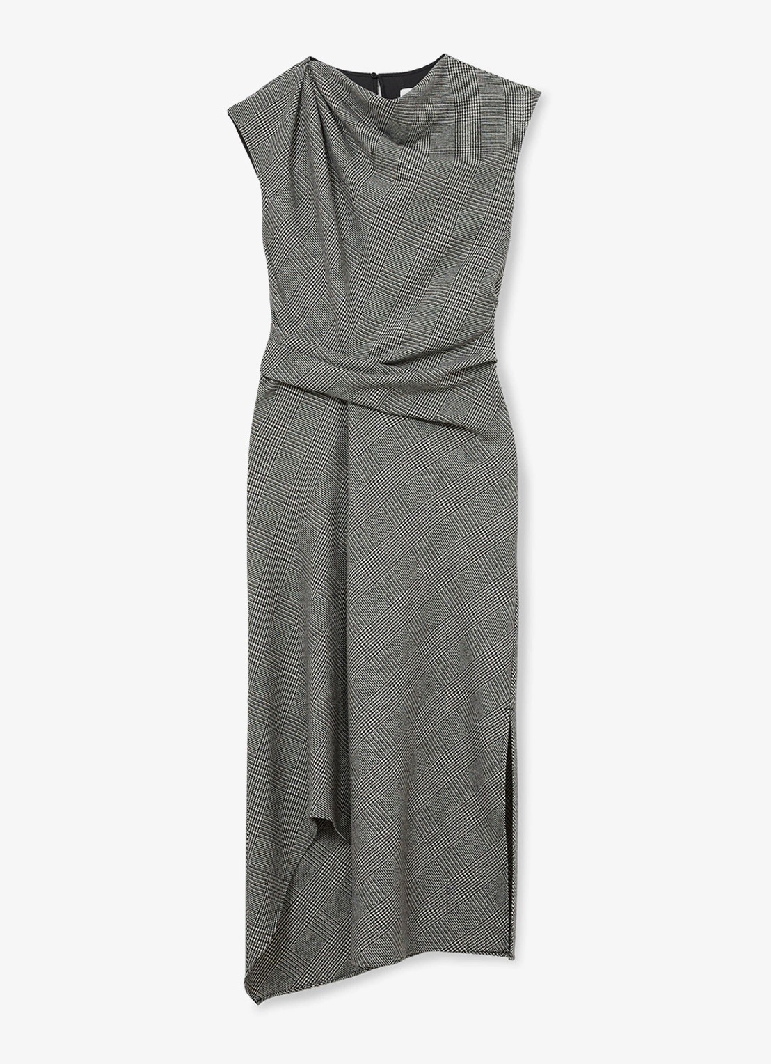 Reiss Clara midi jurk in wolblend - voorkant 7 grijs