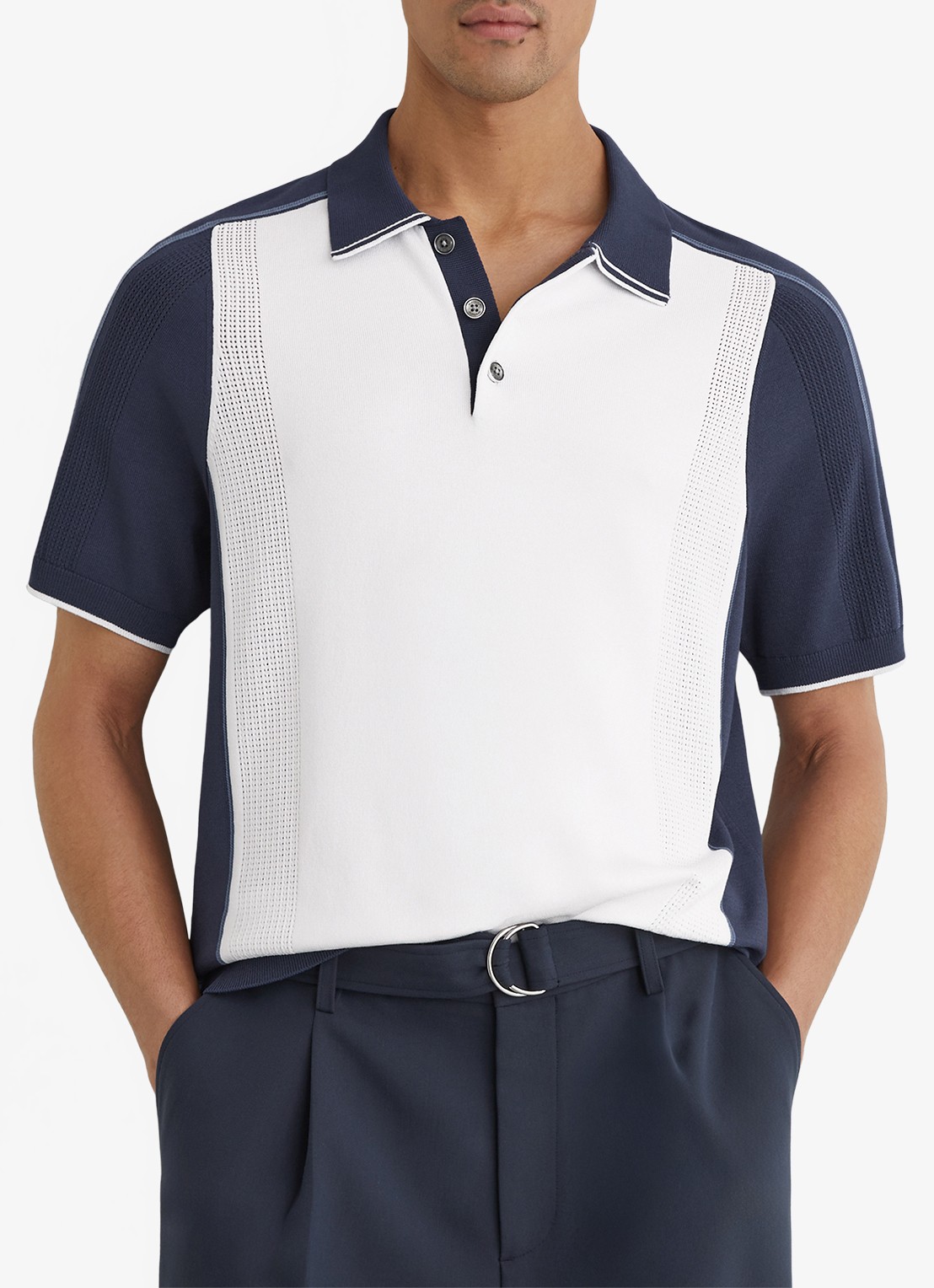 Reiss Claremont polo met structuur - detail 4 wit