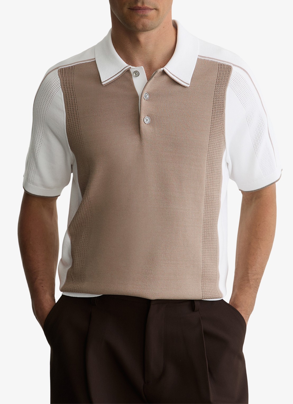 Reiss Claremont polo met structuur - detail 3 camel
