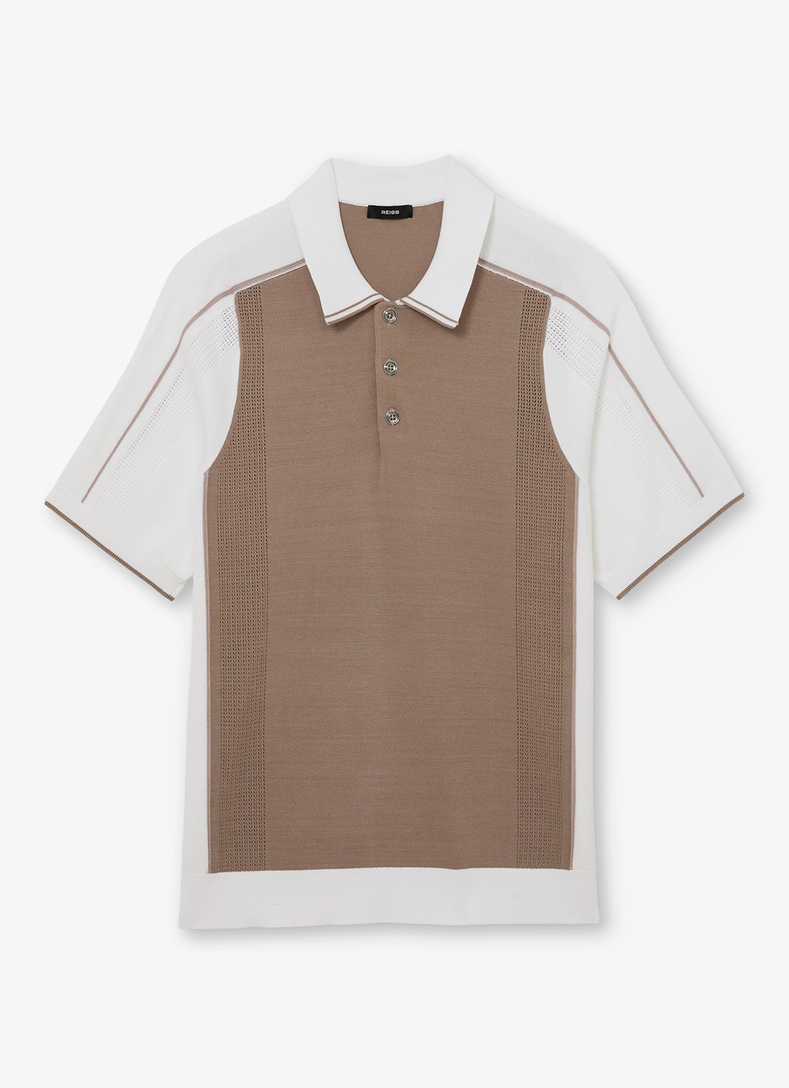 Reiss Claremont polo met structuur - voorkant camel
