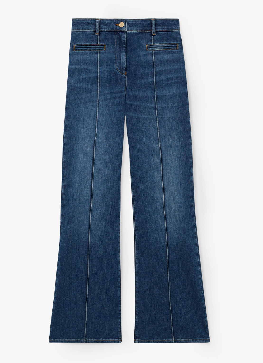 Reiss Claude high waist flared jeans met paspelzakken - voorkant 2 indigo