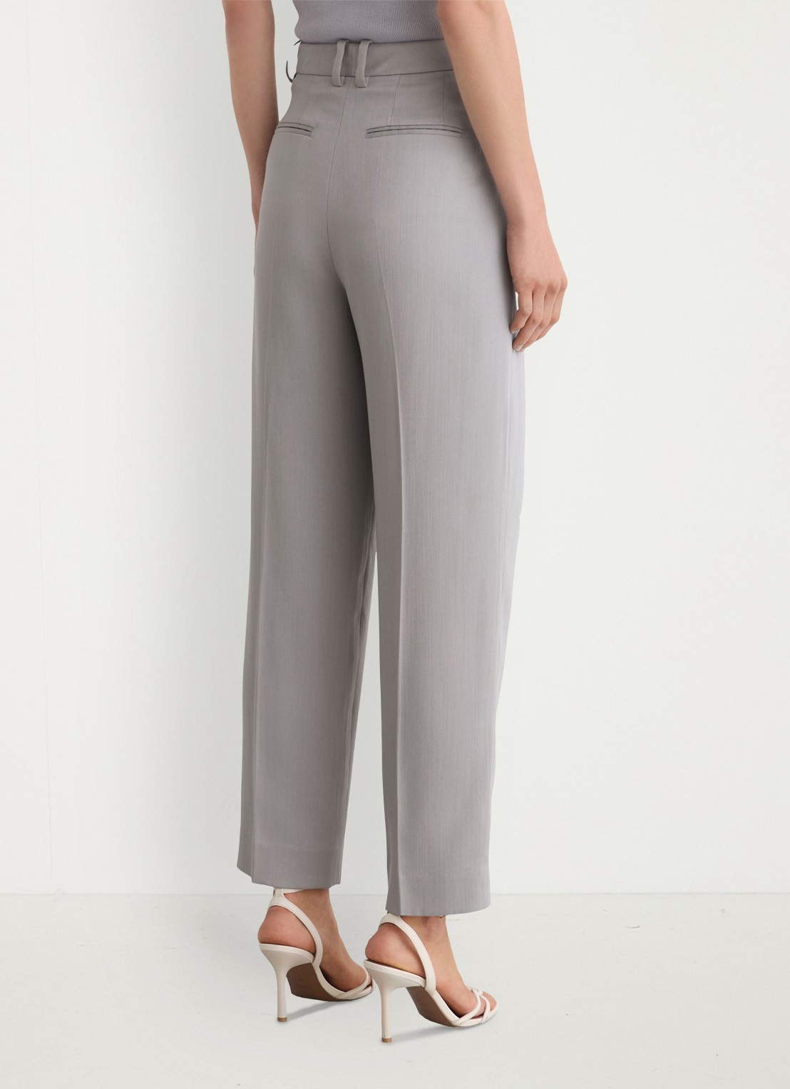 Reiss Clay high waist tapered fit pantalon van lyocell - achterkant 7 grijs