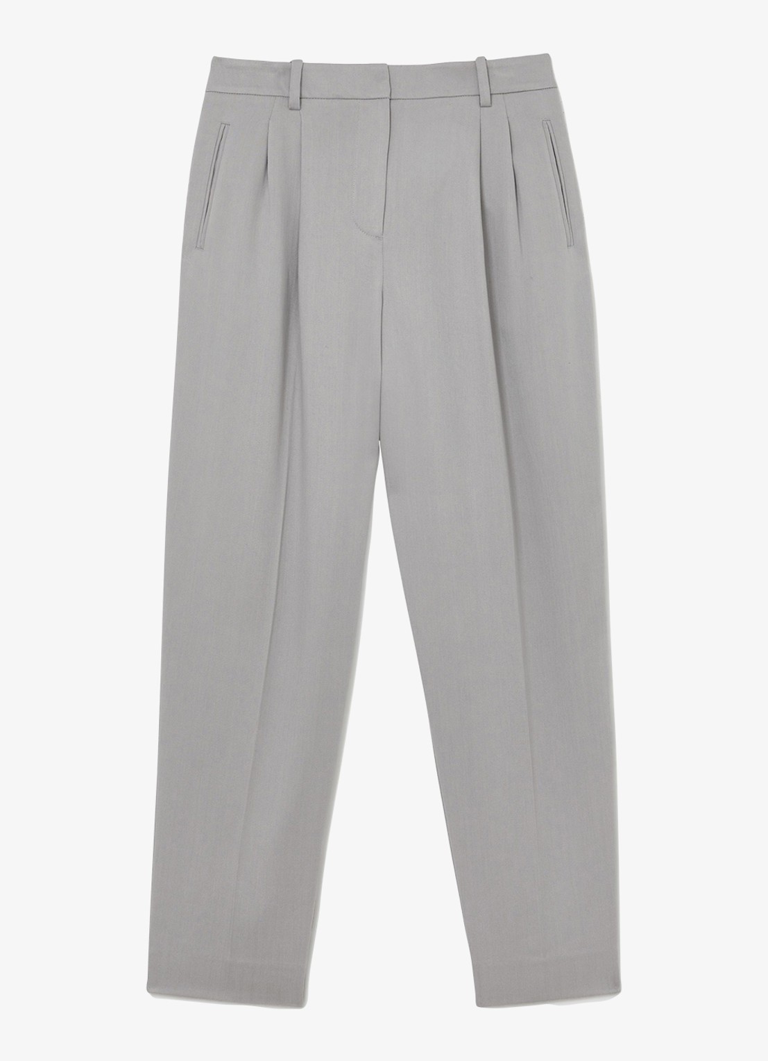 Reiss Clay high waist tapered fit pantalon van lyocell - voorkant grijs