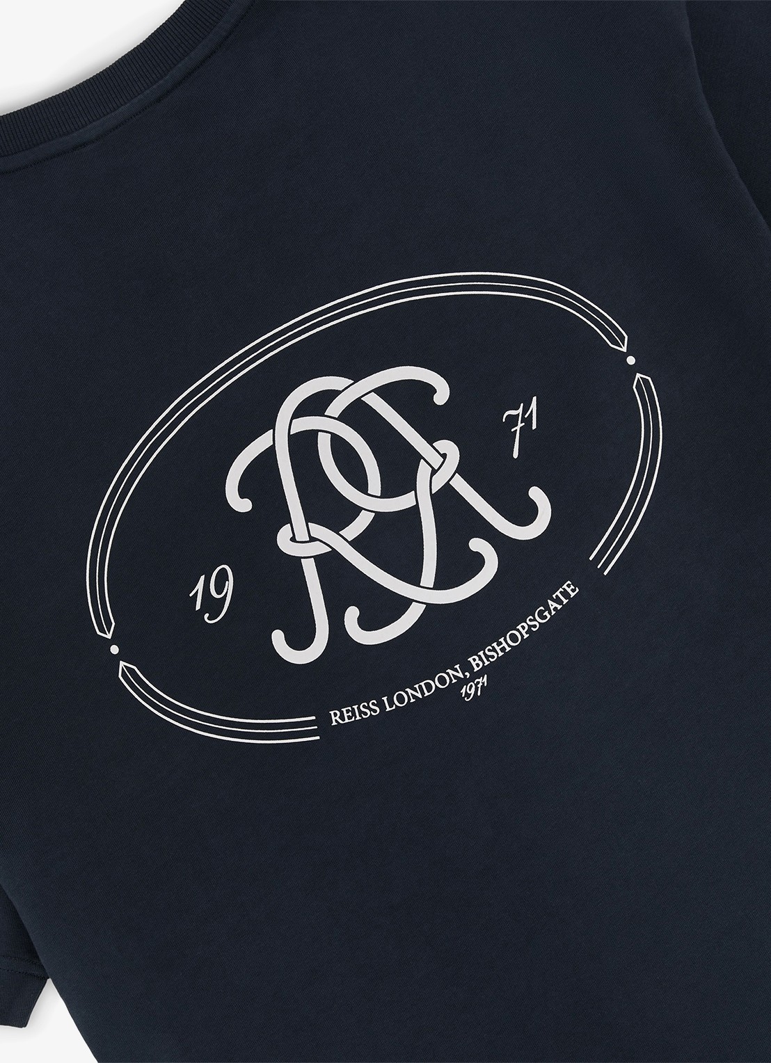 Reiss CLEMENT Monogram-Print Pigment-Dyed Relaxed T-Shirt - detail 3 donkerblauw