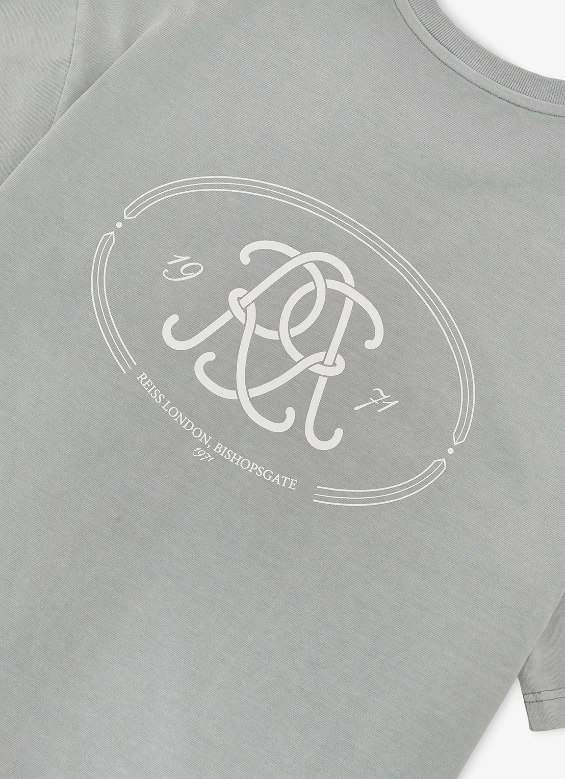 Reiss CLEMENT Monogram-Print Pigment-Dyed Relaxed T-Shirt - detail 6 blauw