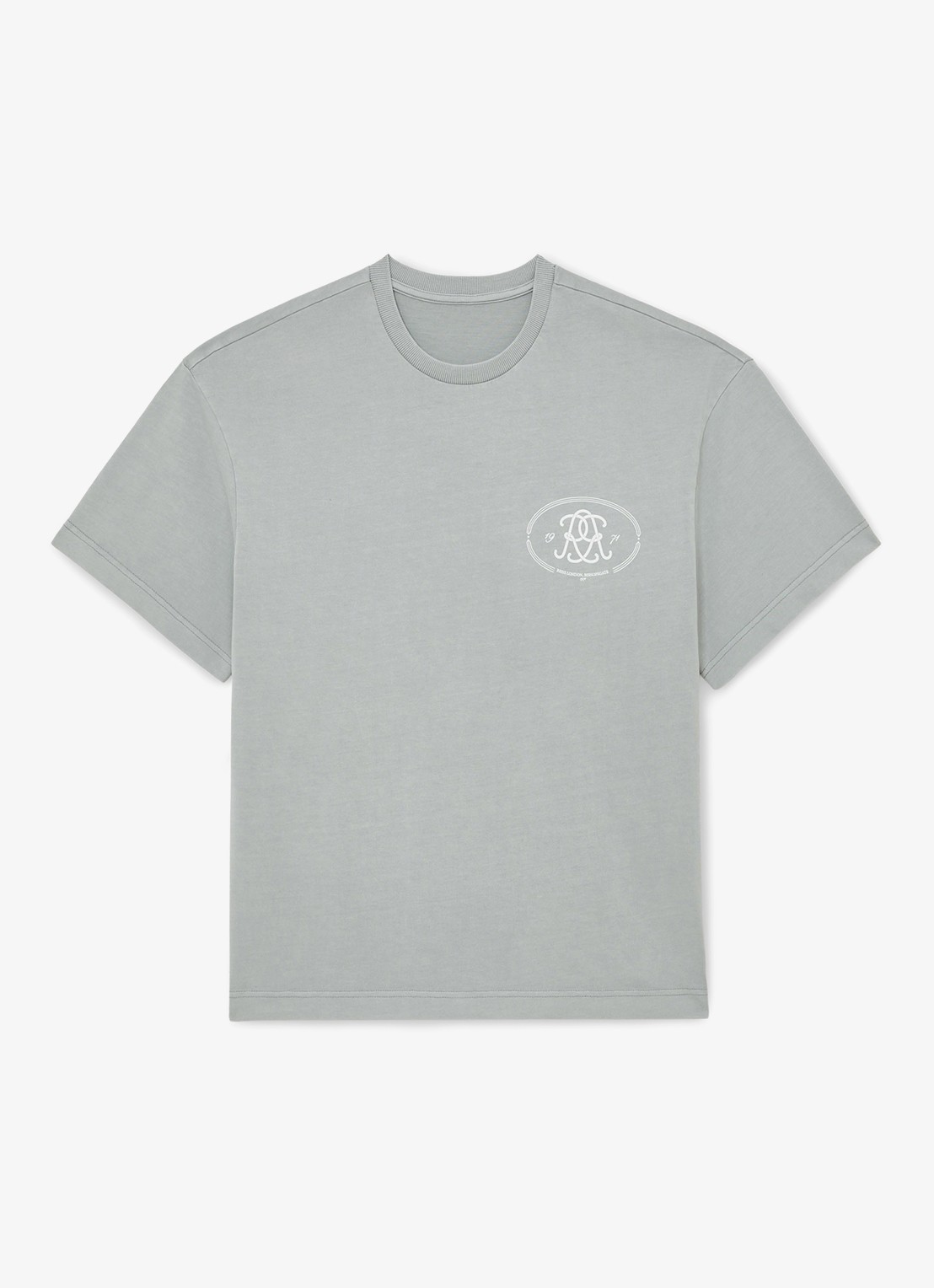 Reiss CLEMENT Monogram-Print Pigment-Dyed Relaxed T-Shirt - voorkant blauw