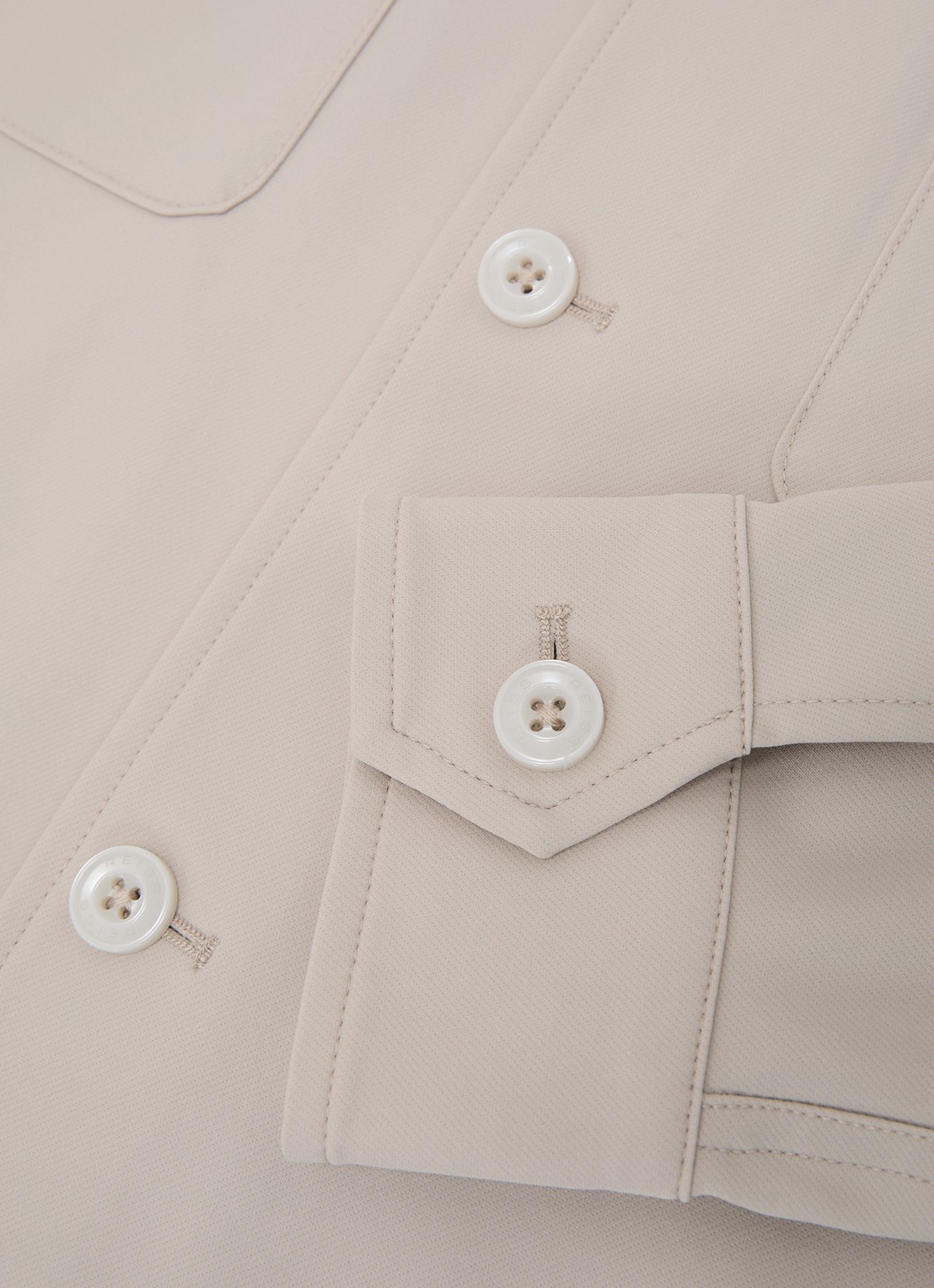 Reiss Cleric regular fit overhemd met borstzakken - detail 6 stone / beige
