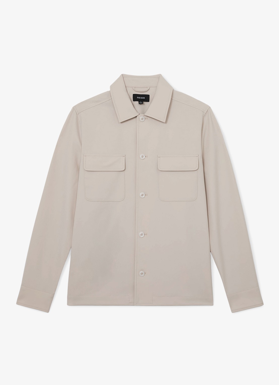 Reiss Cleric regular fit overhemd met borstzakken - voorkant stone / beige