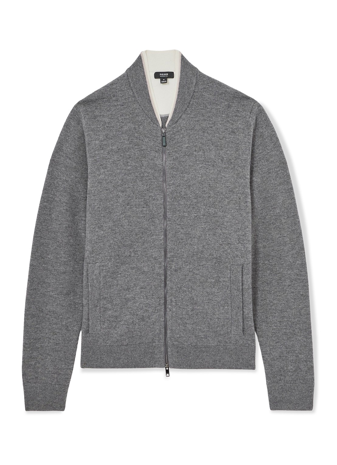 Reiss Clifford vest van wol met steekzakken - voorkant middengrijs