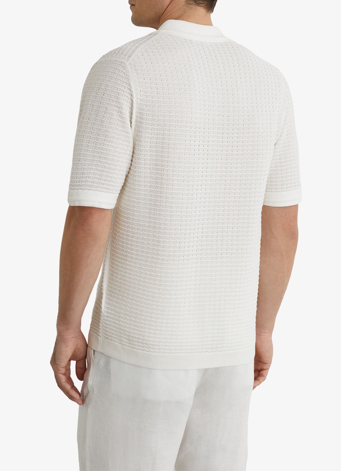 Reiss Clifton regular fit overhemd in linnenblend met structuur - achterkant 7 white / wit