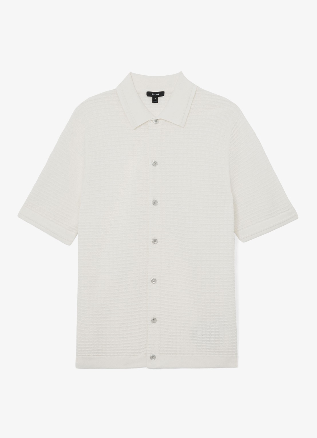 Reiss Clifton regular fit overhemd in linnenblend met structuur - voorkant white / wit