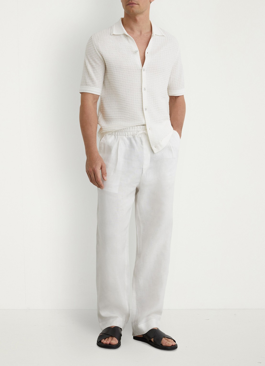 Reiss Clifton regular fit overhemd in linnenblend met structuur - voorkant 2 white / wit