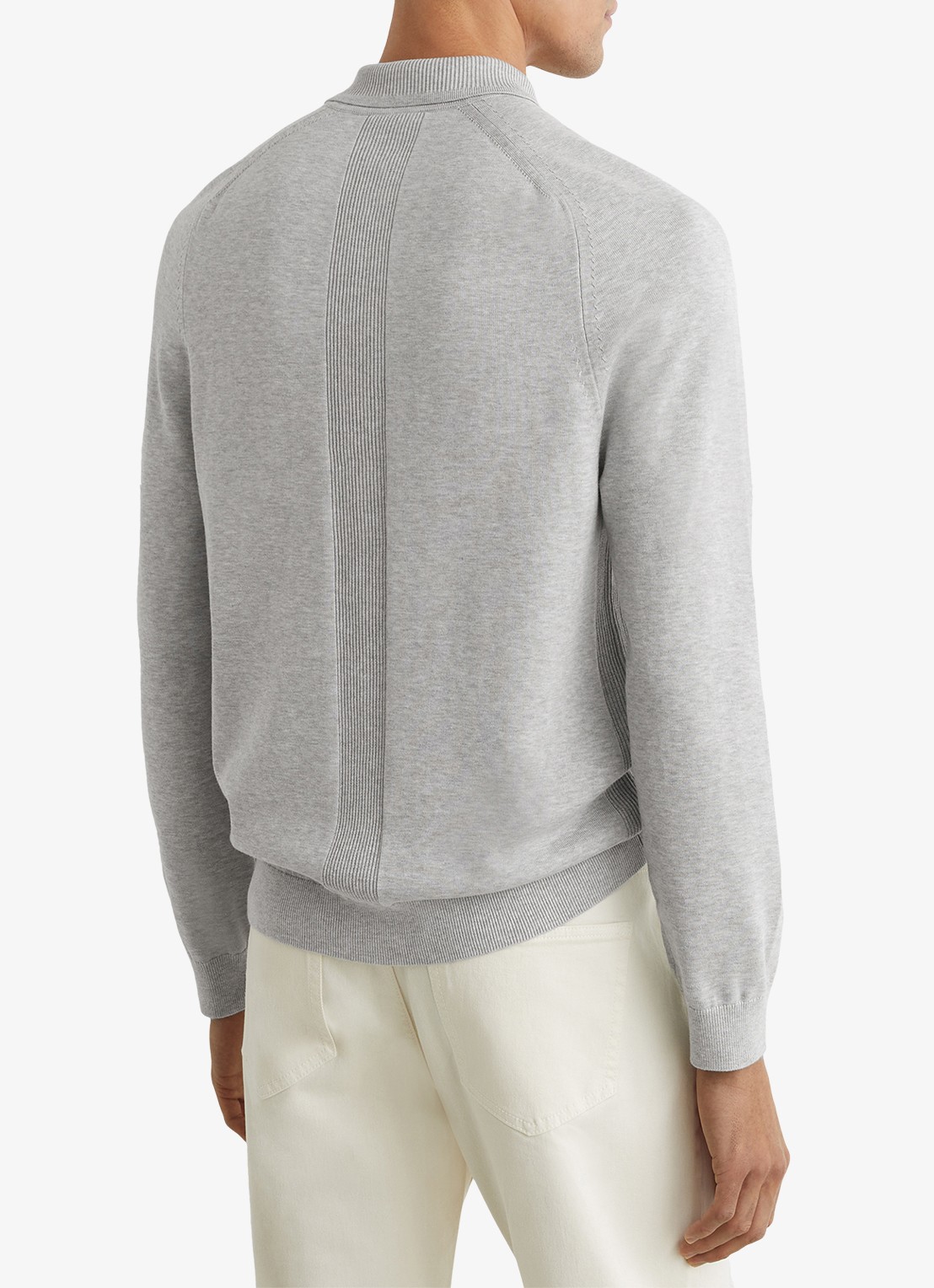Reiss Clinton regular fit polo met borstzak - achterkant grijsmele