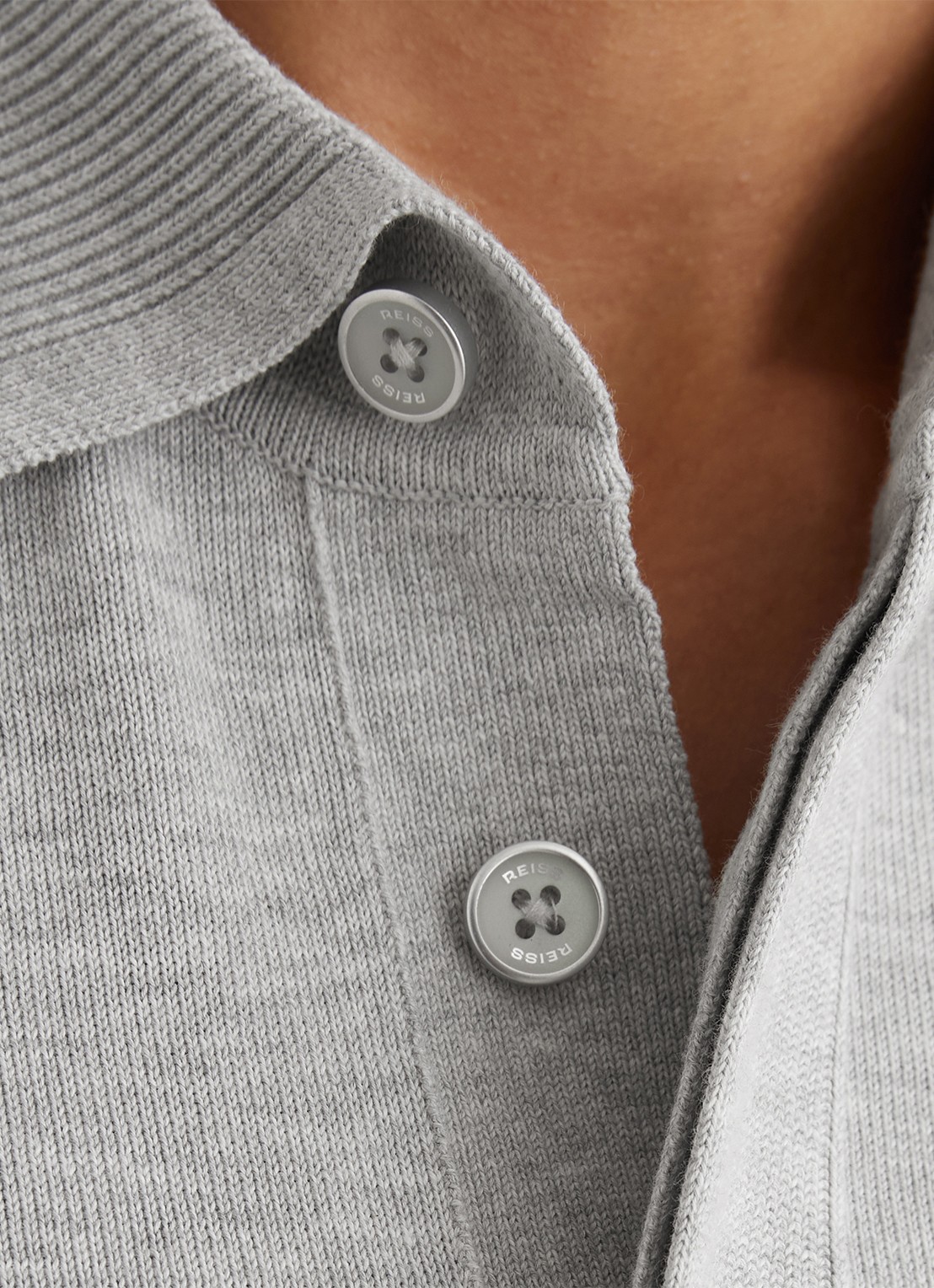 Reiss Clinton regular fit polo met borstzak - detail 6 grijsmele
