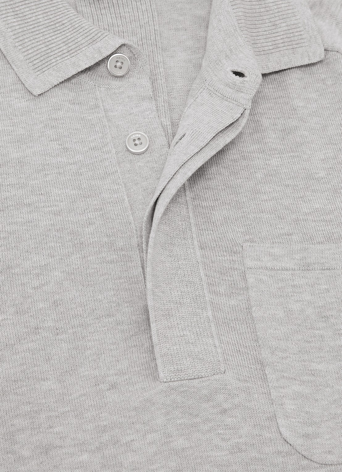 Reiss Clinton regular fit polo met borstzak - detail 7 grijsmele