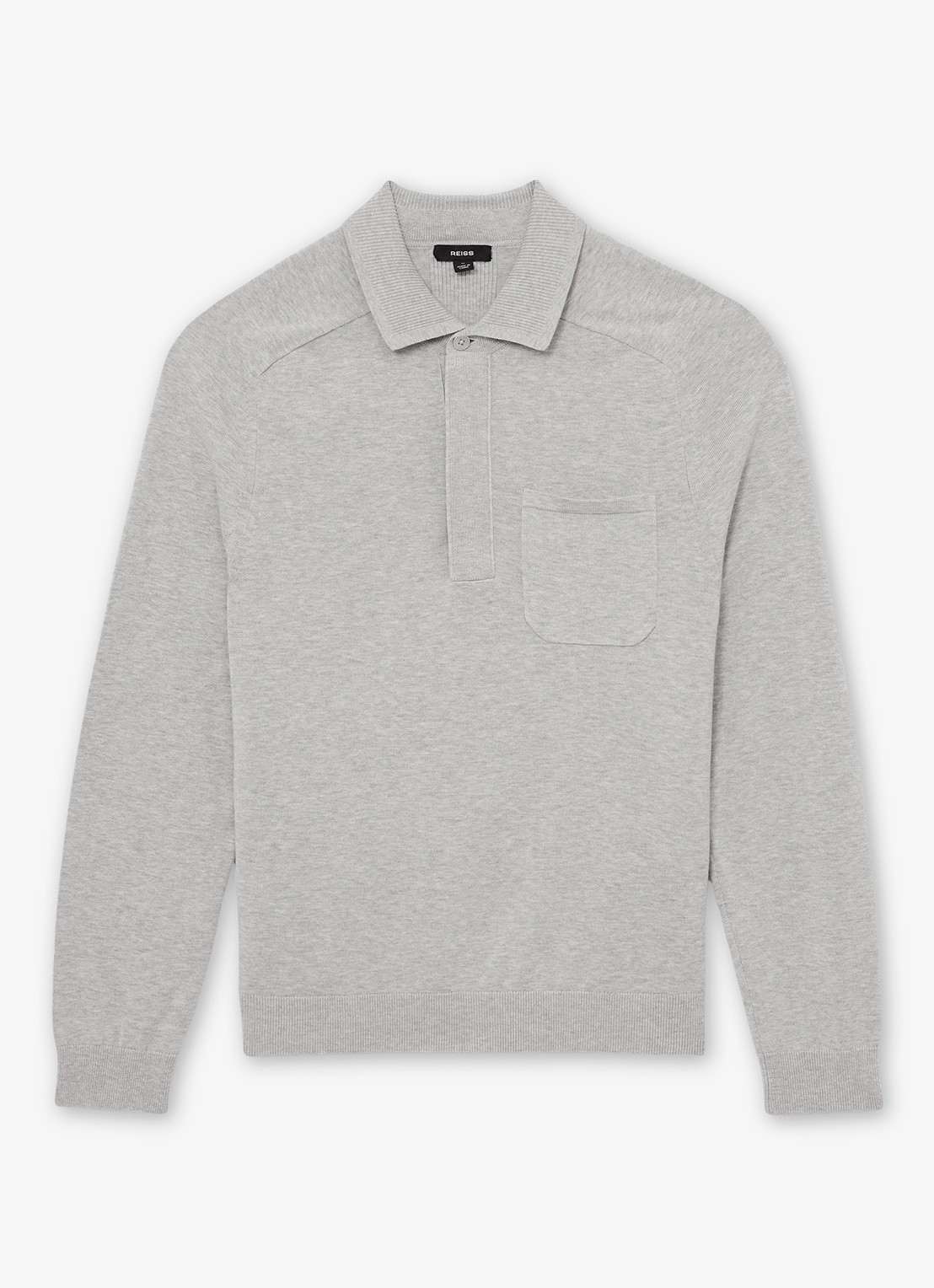 Reiss Clinton regular fit polo met borstzak - voorkant 2 grijsmele