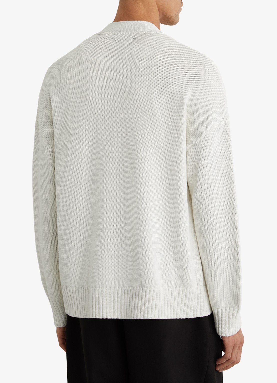 Reiss Coates grofgebreid vest met borduring - achterkant 3 gebroken wit