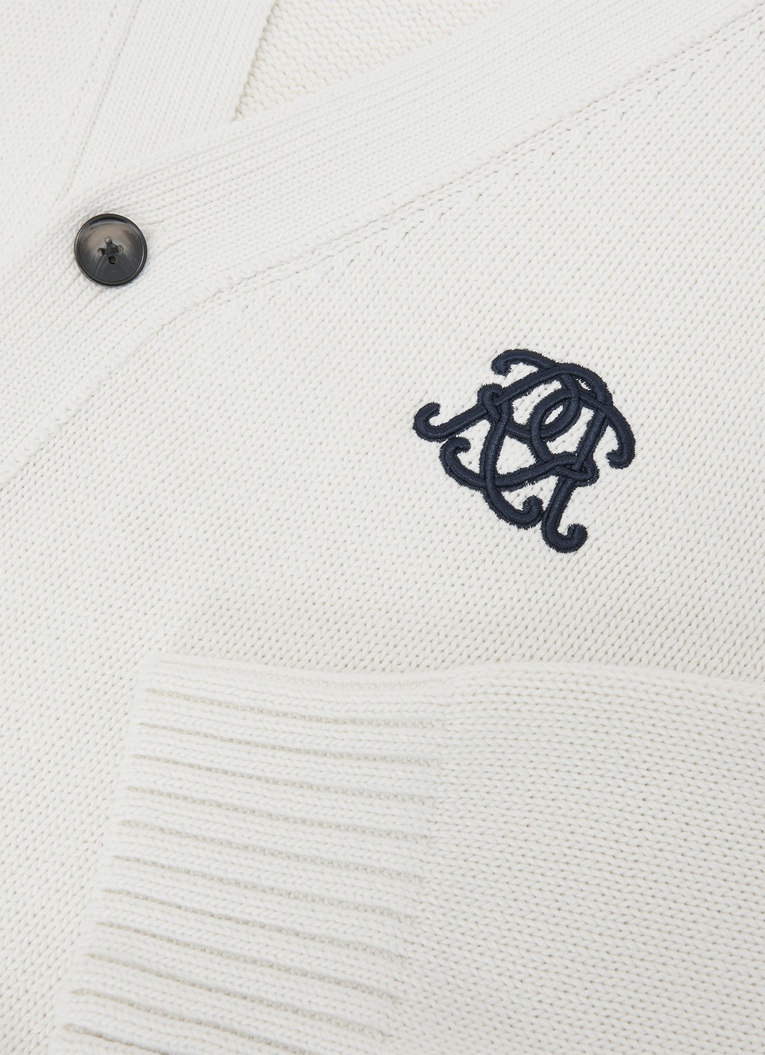 Reiss Coates grofgebreid vest met borduring - detail 7 gebroken wit