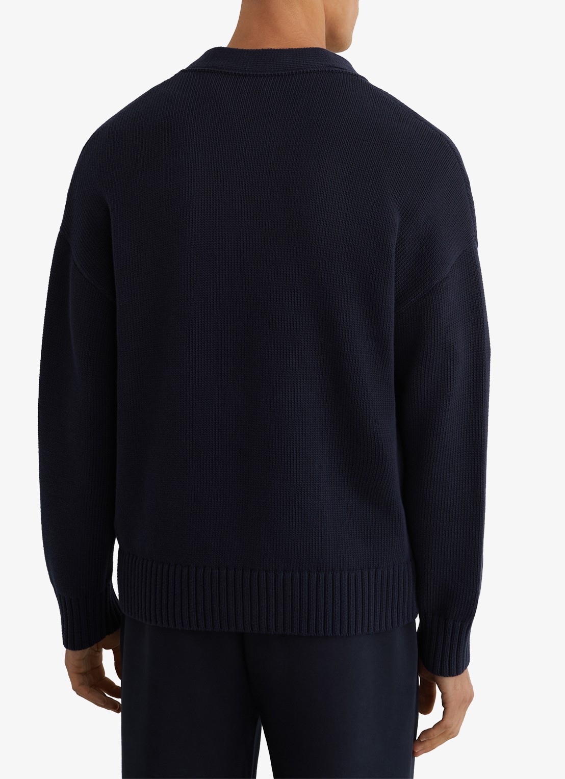 Reiss Coates grofgebreid vest met borduring - achterkant 3 donkerblauw