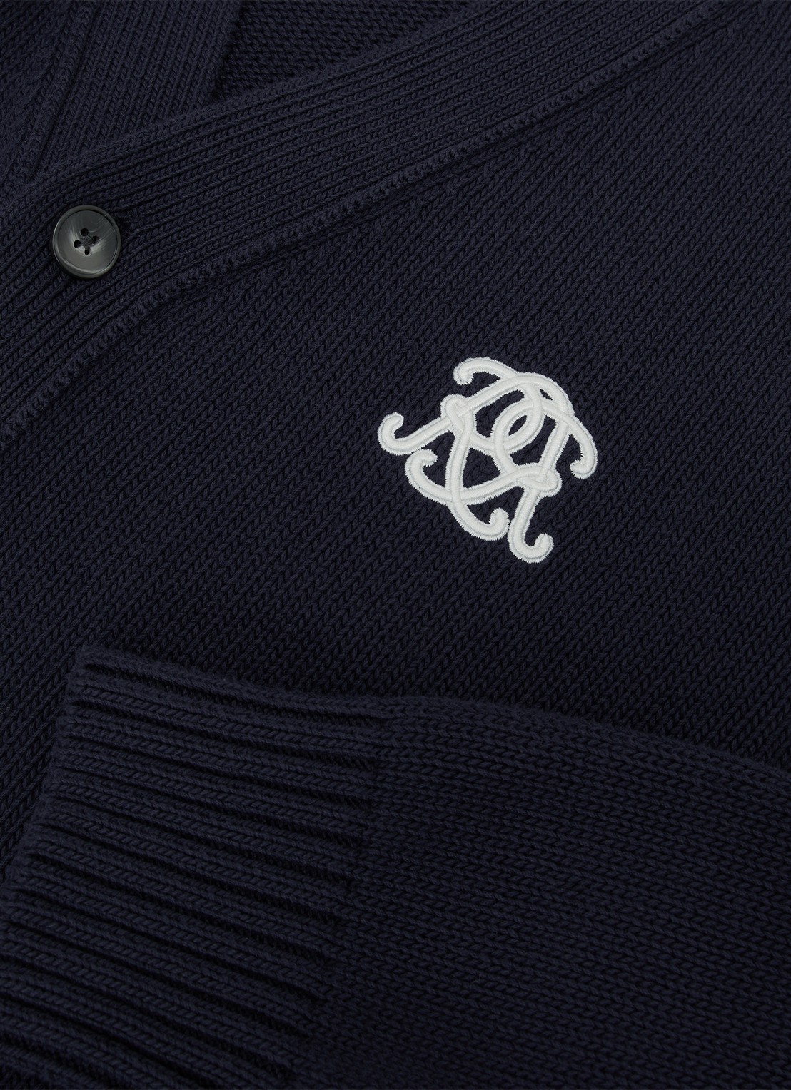 Reiss Coates grofgebreid vest met borduring - detail 7 donkerblauw