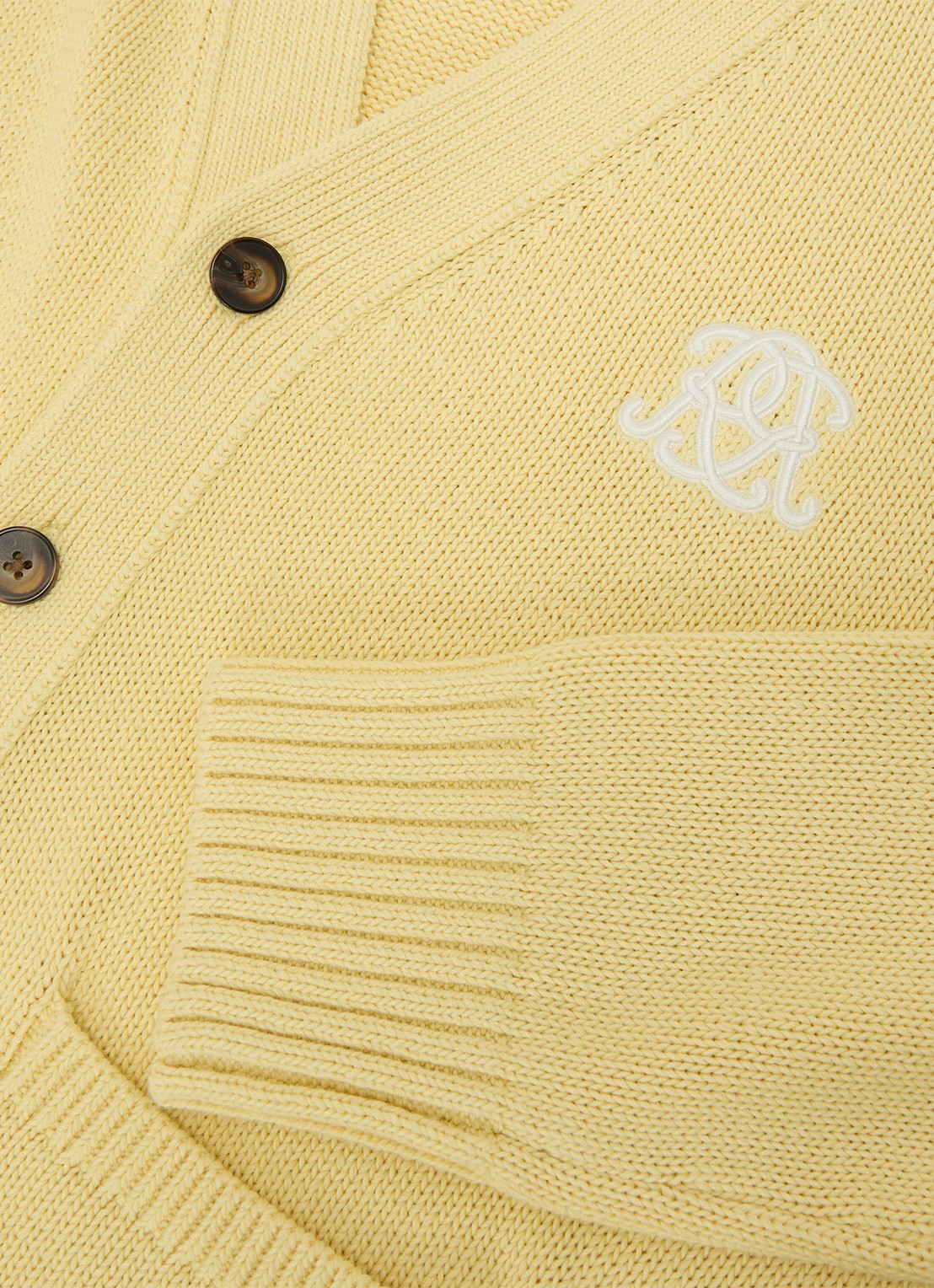 Reiss Coates grofgebreid vest met borduring - detail 3 geel