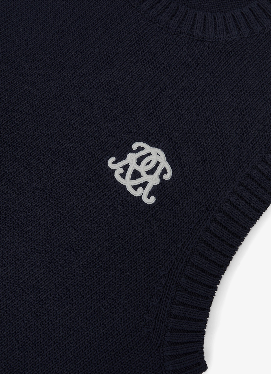 Reiss Coben grofgebreid vest met logo  - detail 5 donkerblauw