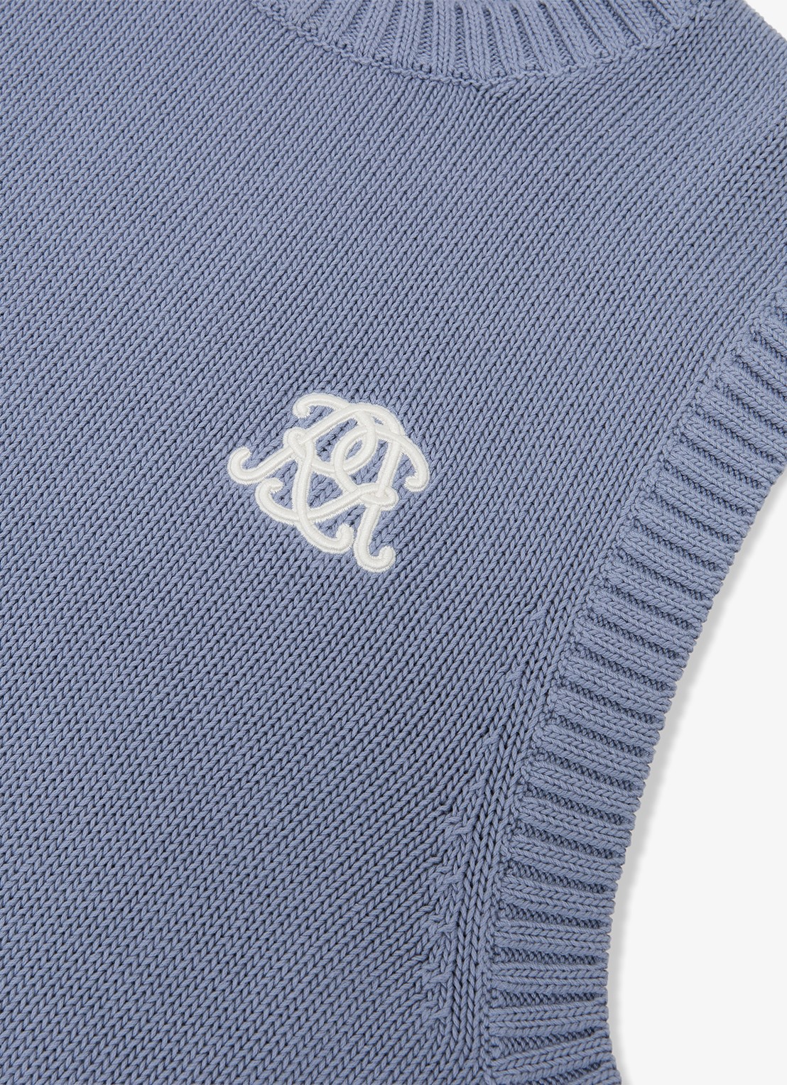 Reiss Coben grofgebreid vest met logo  - detail 7 lichtblauw