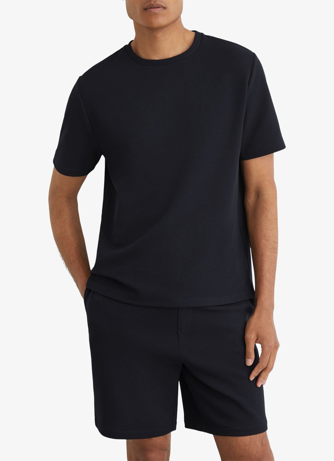 Reiss Cole T-shirt met structuur - detail navy / blauw