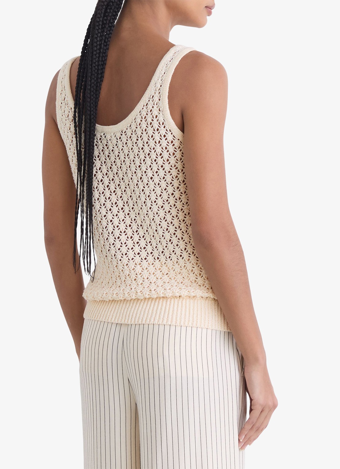 Reiss Colette grofgebreide top van linnen - achterkant 6 creme