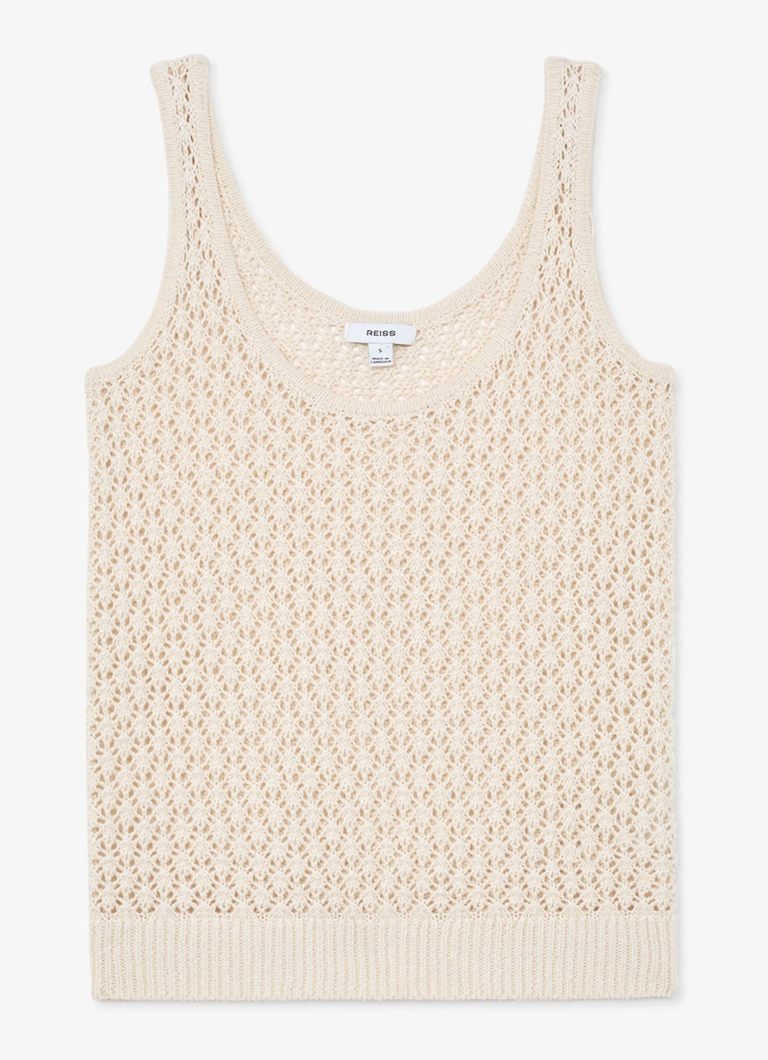 Reiss Colette grofgebreide top van linnen - voorkant 4 creme