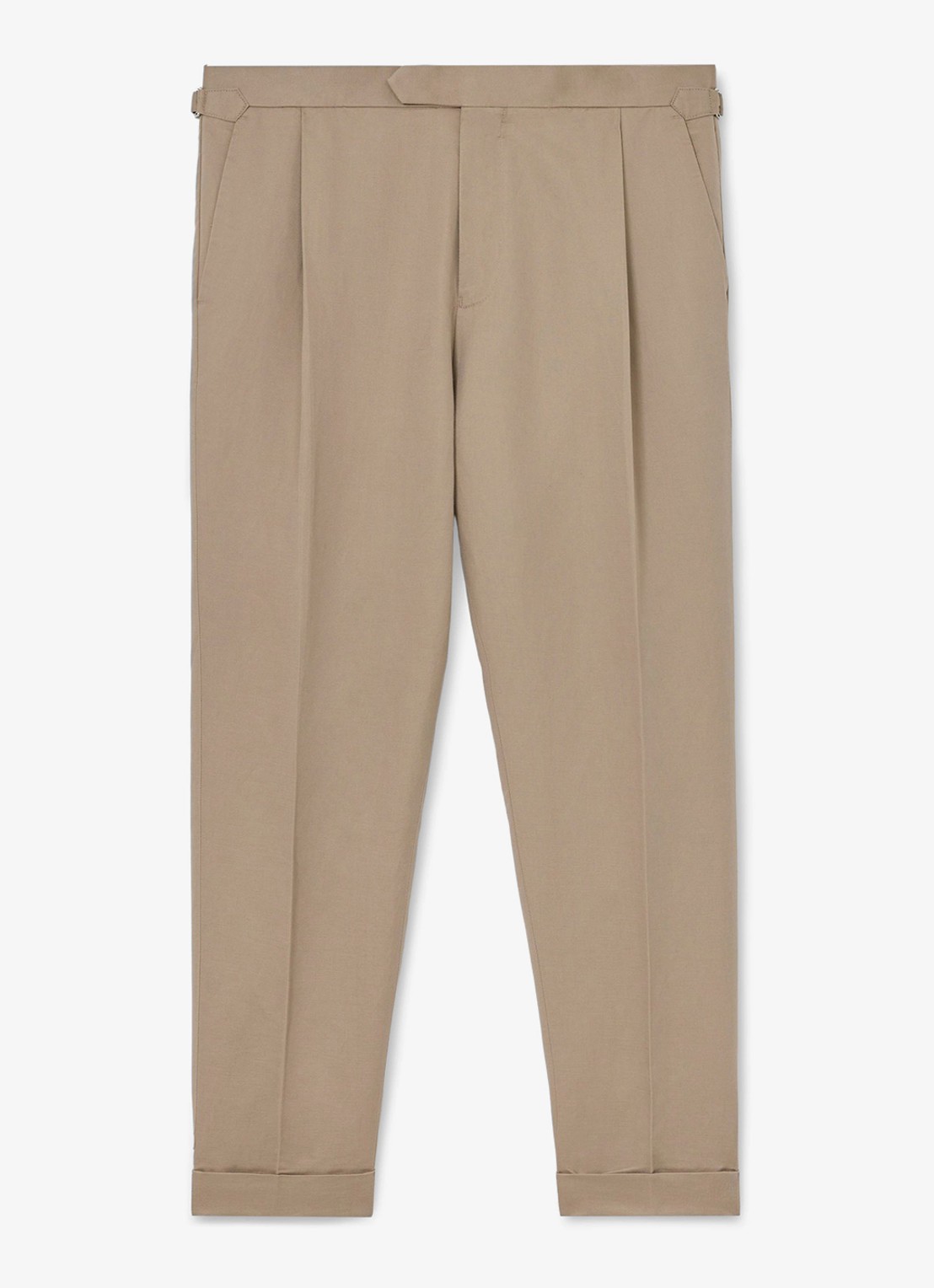 Reiss Com tapered fit pantalon in linnenblend - voorkant 5 beige