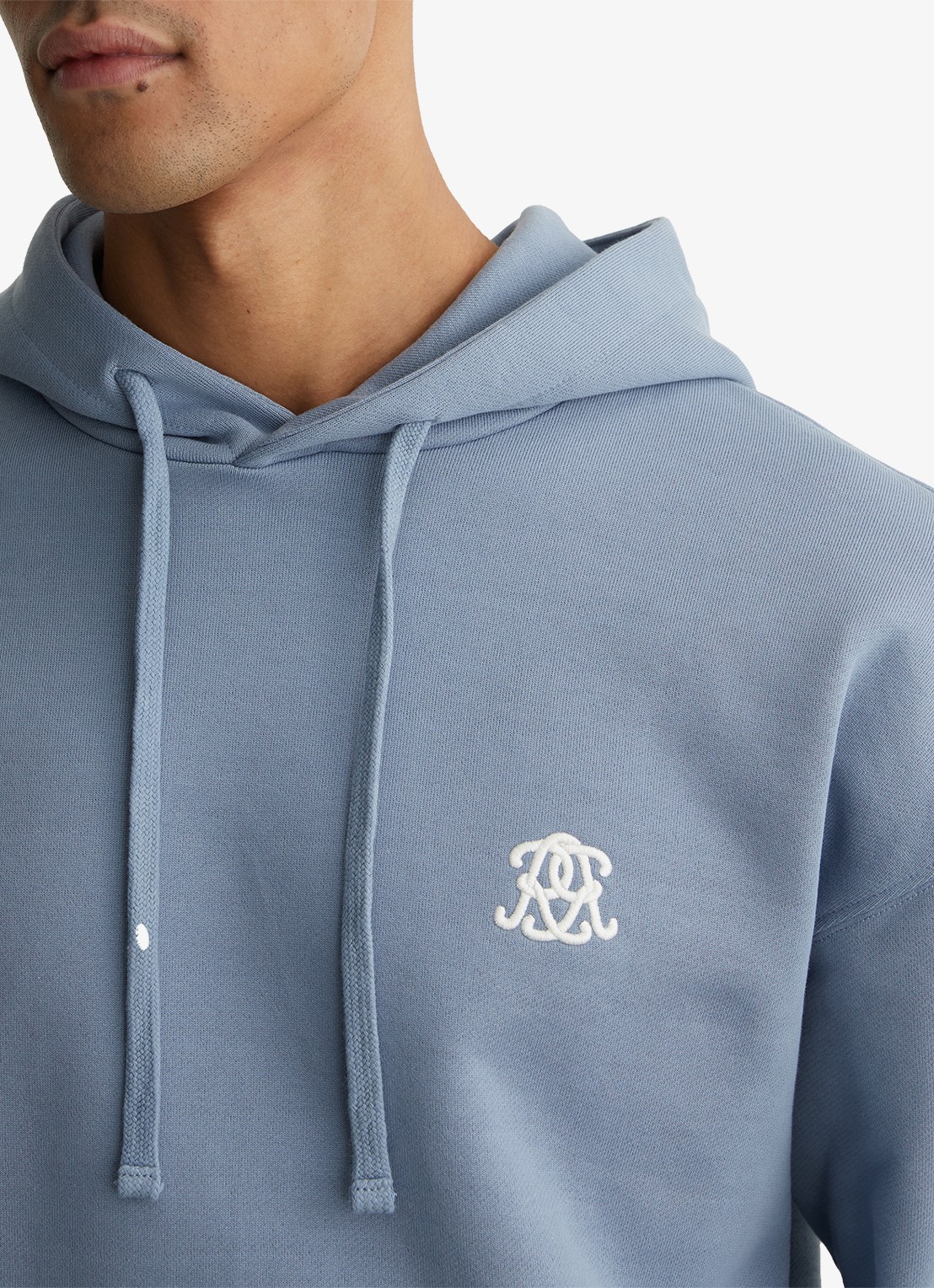 Reiss Conlin hoodie met borduring - detail 4 lichtblauw