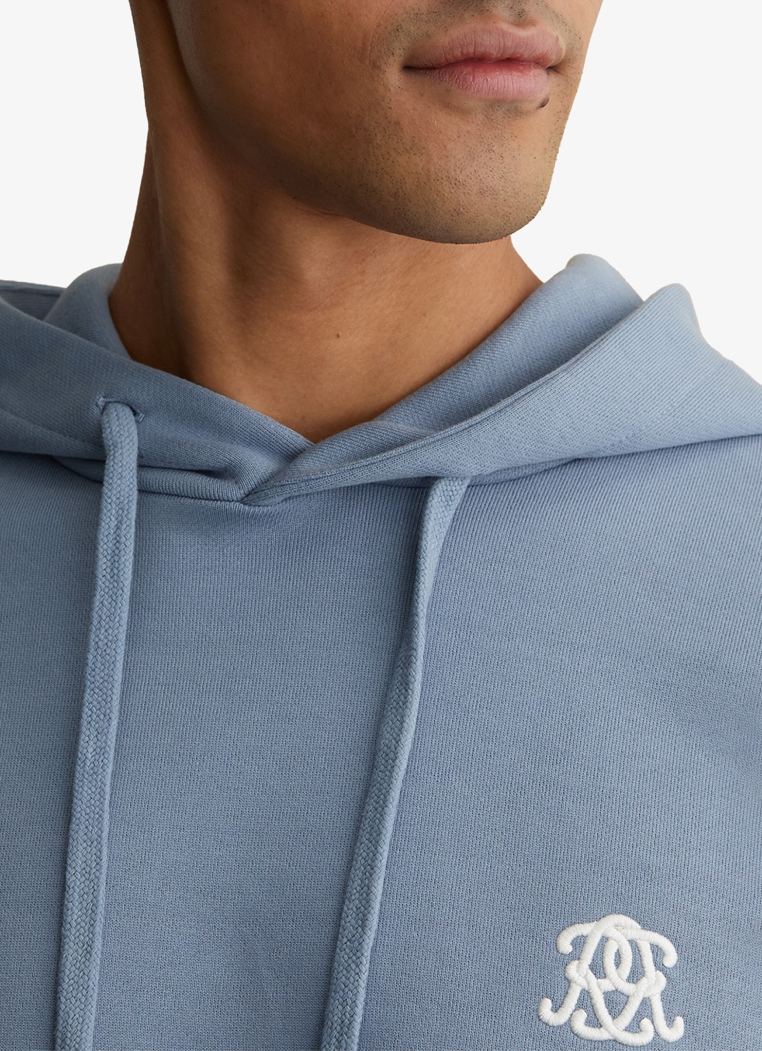 Reiss Conlin hoodie met borduring - detail 5 lichtblauw