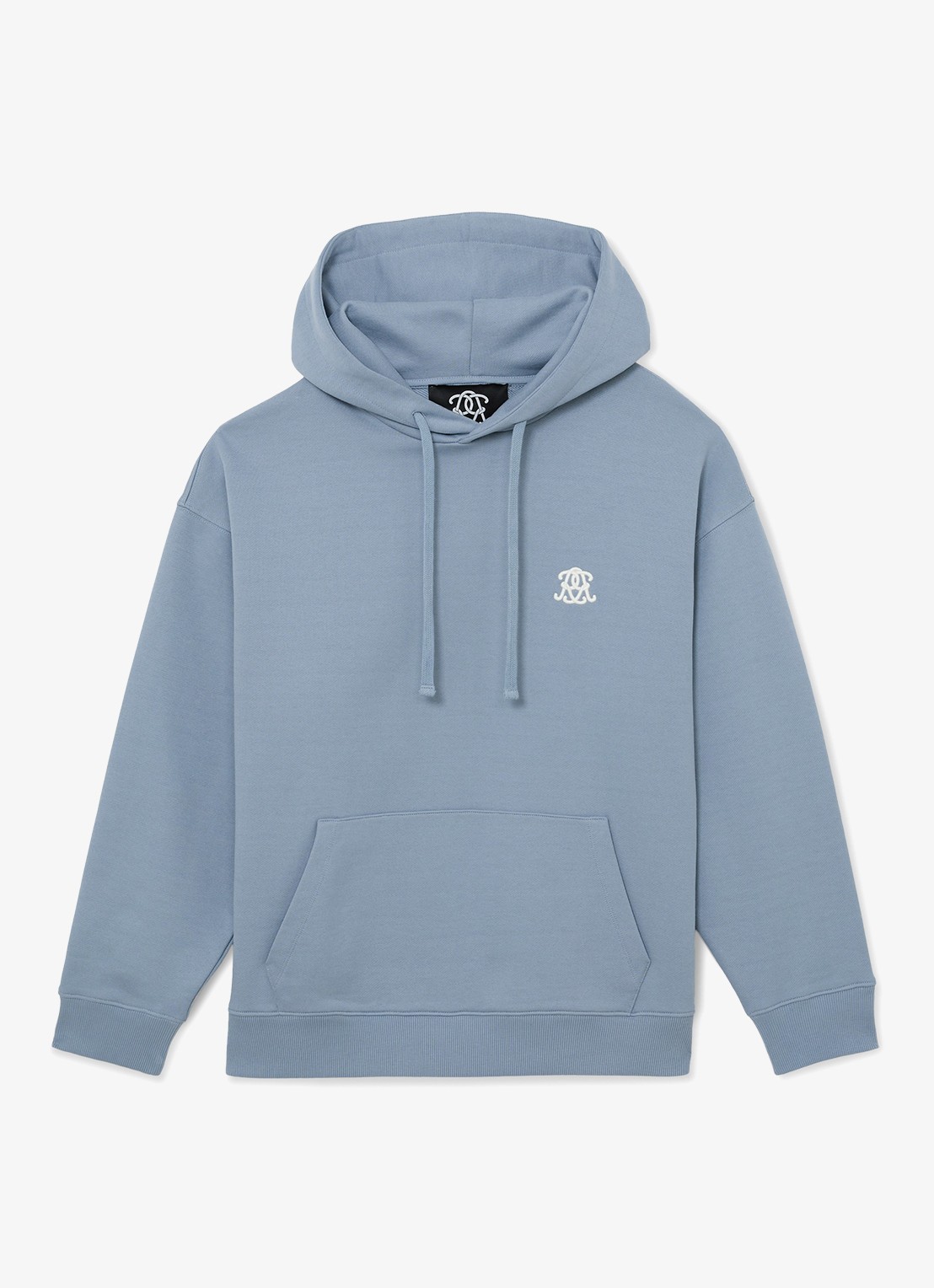 Reiss Conlin hoodie met borduring - voorkant lichtblauw