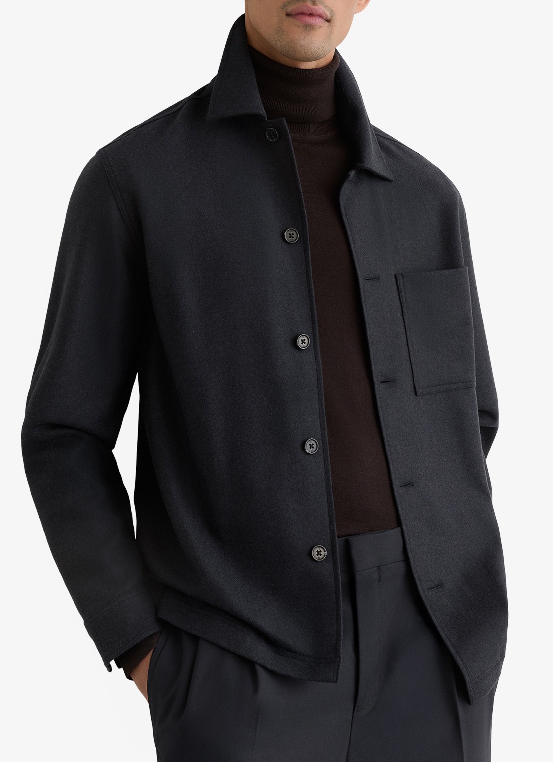 Reiss Cooper overshirt  met borstzak - detail 3 donkerblauw