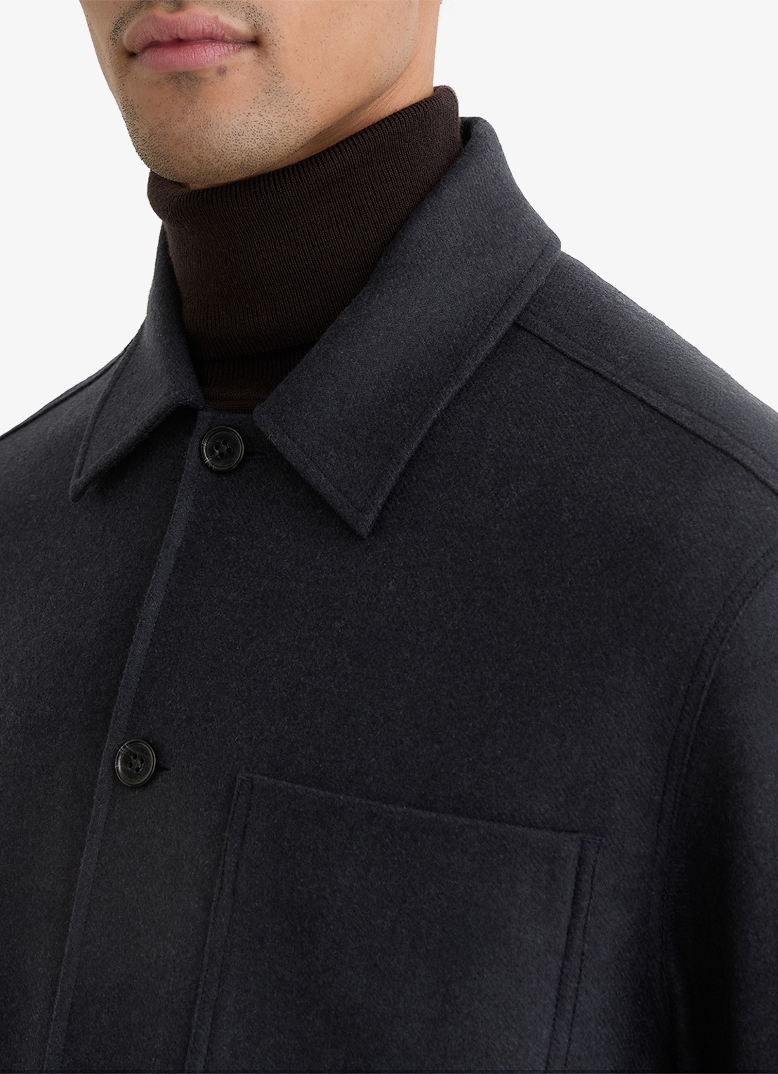 Reiss Cooper overshirt  met borstzak - detail 4 donkerblauw