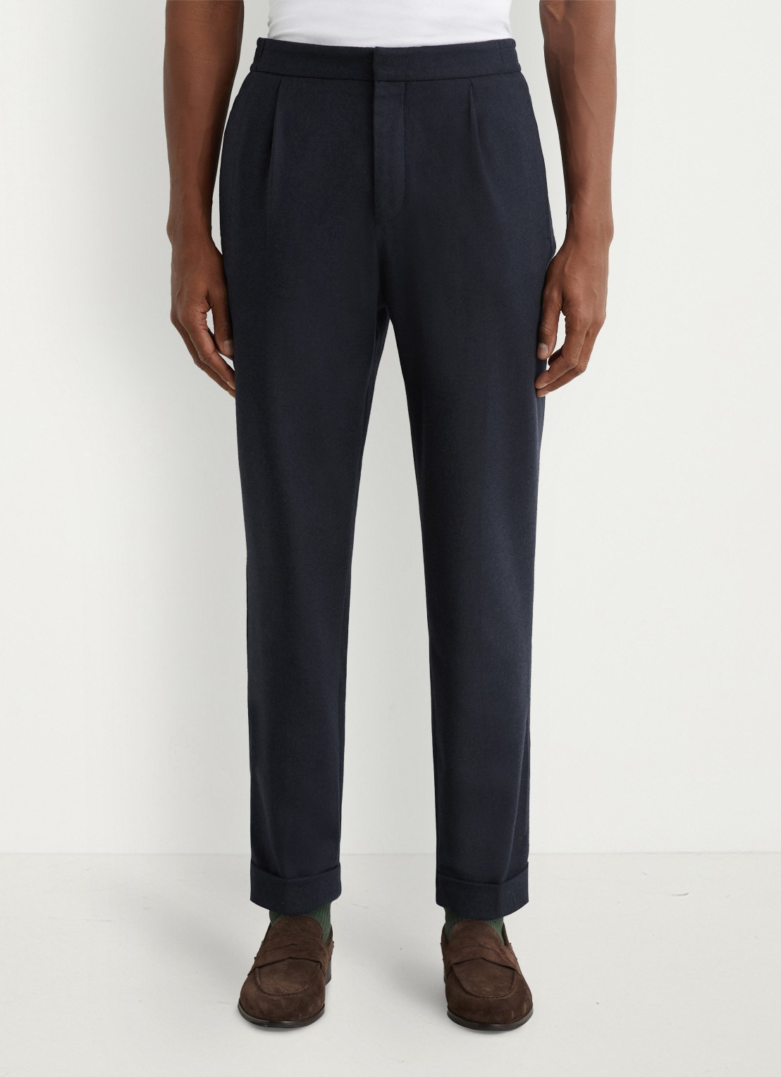 Reiss Cooper pantalon in wolblend met paspelzakken  - detail donkerblauw