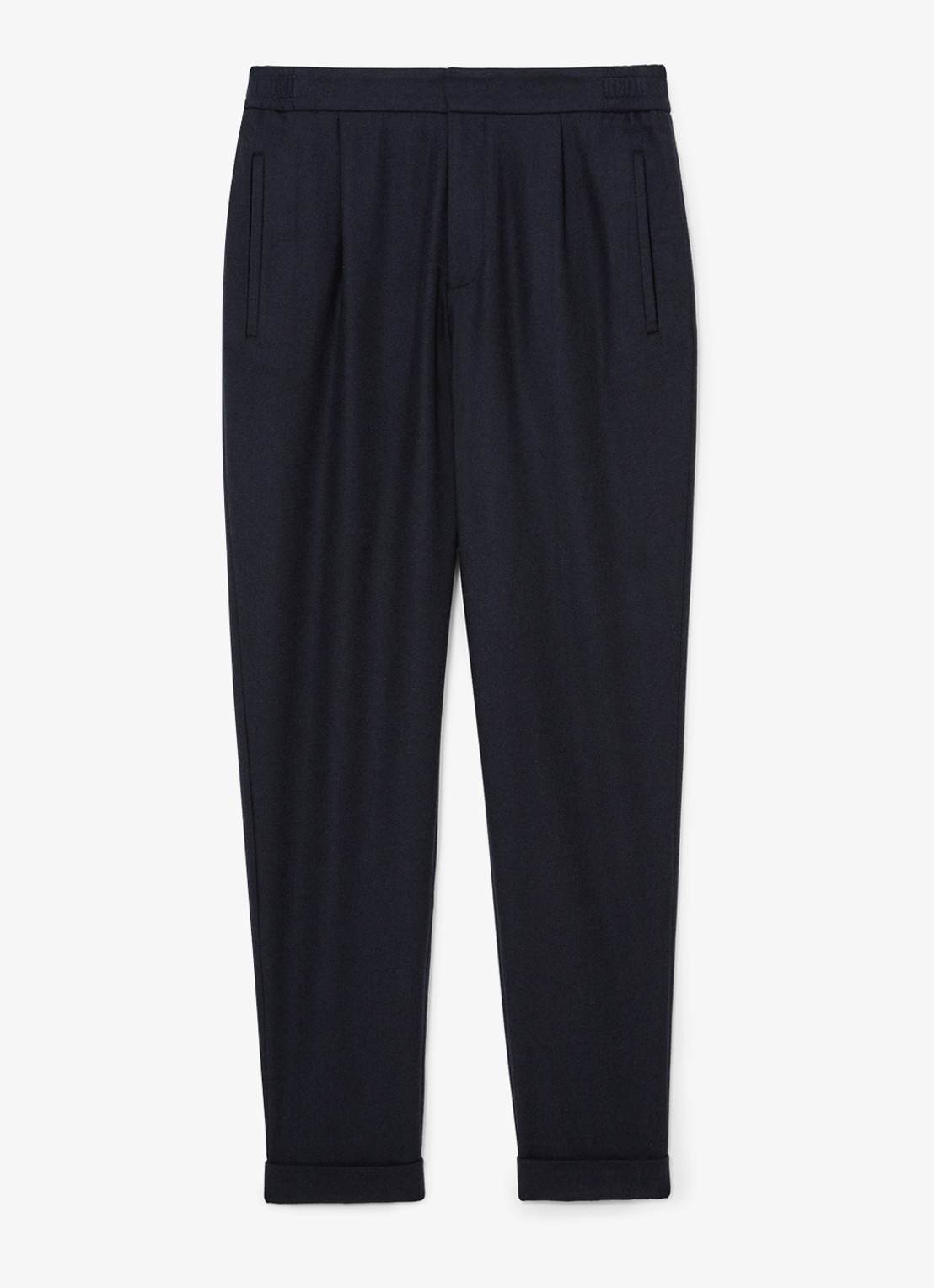 Reiss Cooper pantalon in wolblend met paspelzakken  - voorkant 5 donkerblauw