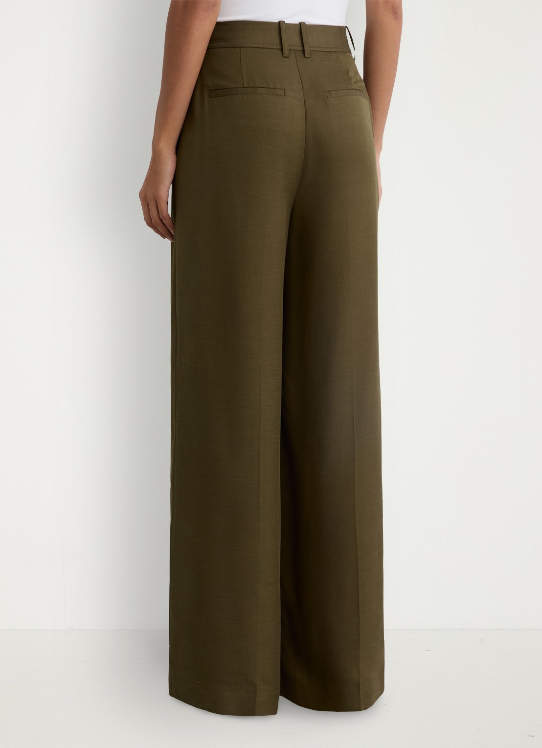 Reiss Cora high waist wide fit pantalon met steekzakken - achterkant 6 khaki