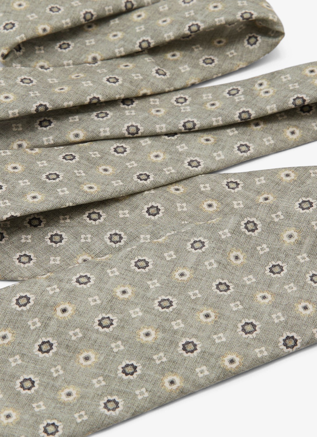 Reiss Cosimo stropdas van zijde met print - detail 3 lindegroen