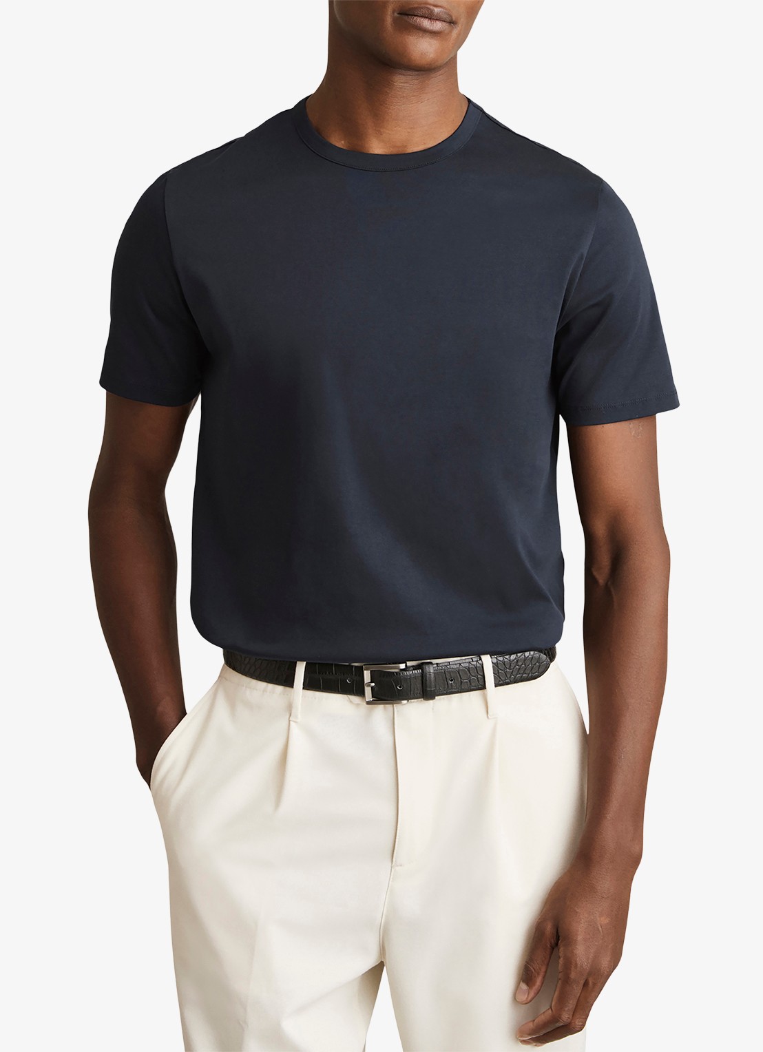 Reiss Count T-shirt met stretch - detail 3 donkerblauw