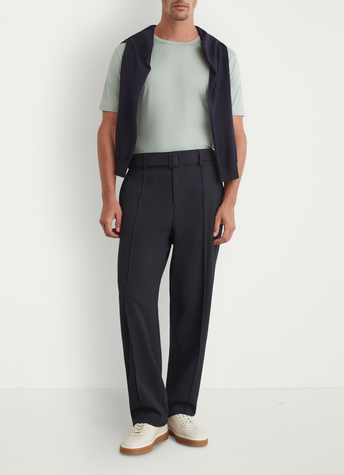 Reiss Count T-shirt met stretch - voorkant 2 lindegroen