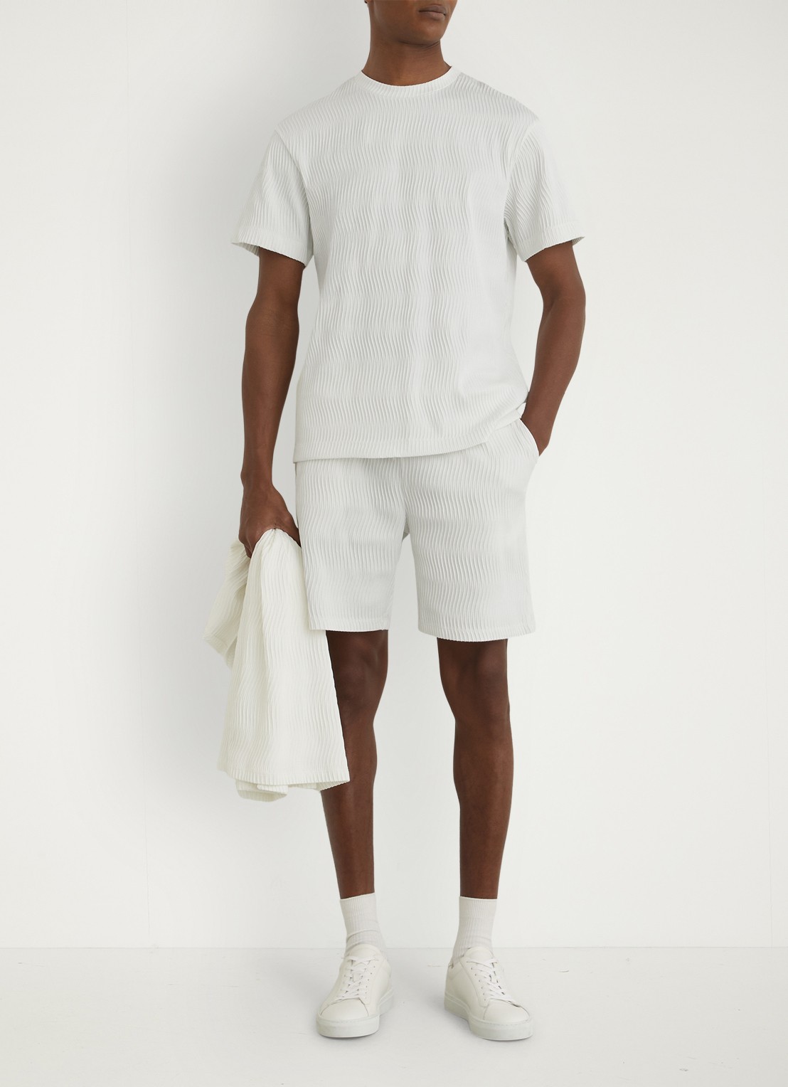 Reiss Cox T-shirt met structuur - voorkant 3 white / wit