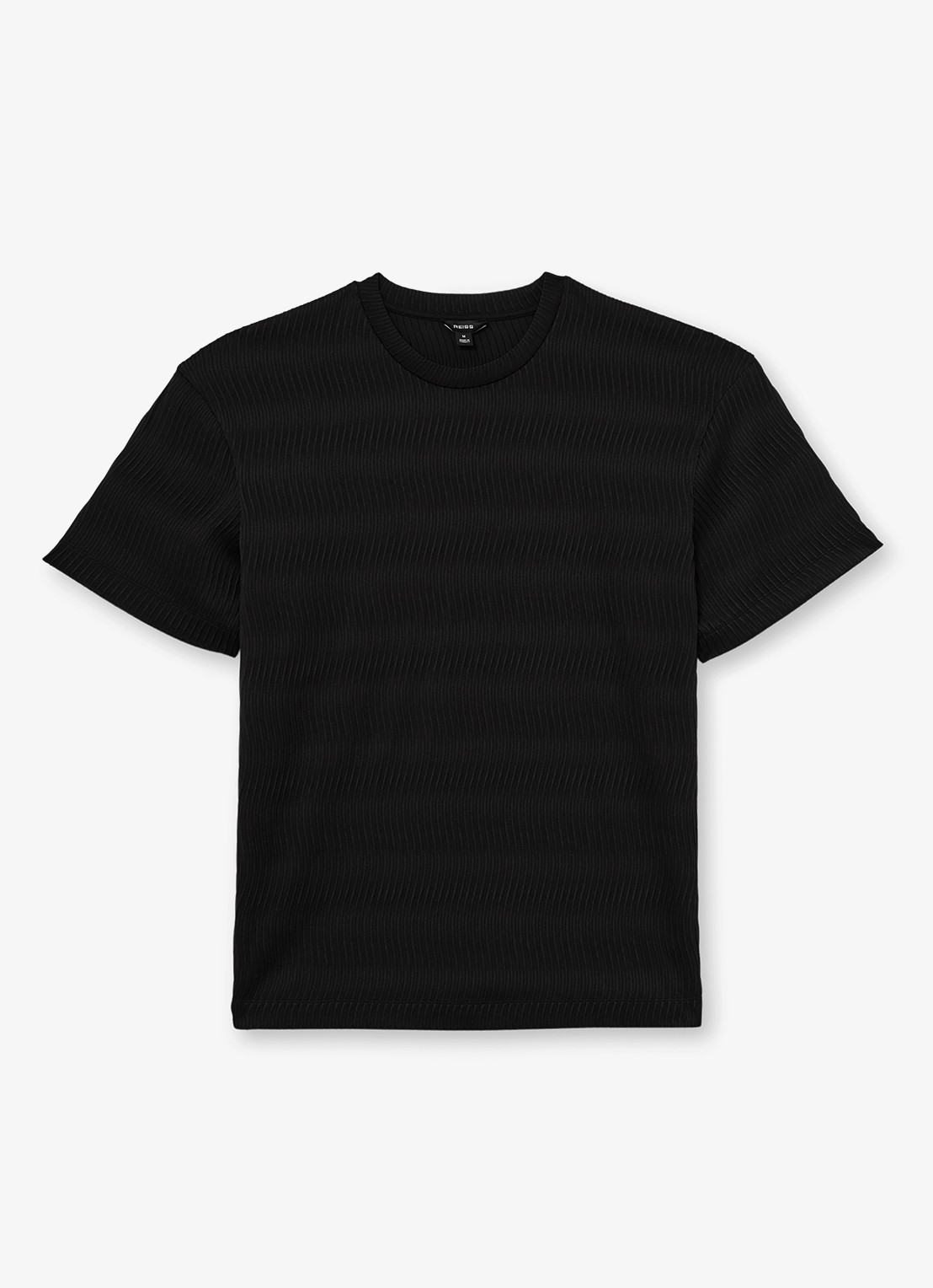 Reiss Cox T-shirt met structuur - voorkant 2 black / zwart