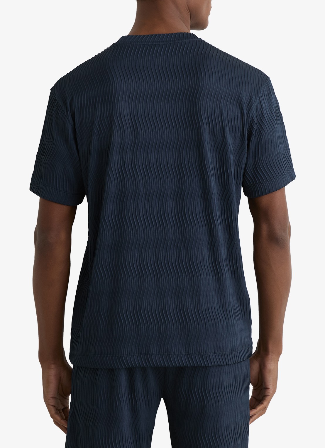 Reiss Cox T-shirt met structuur - achterkant 4 airforce blue / blauw