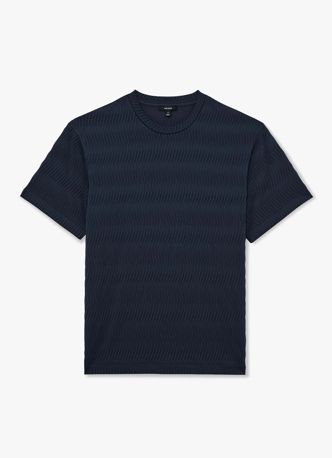 Reiss Cox T-shirt met structuur - voorkant 5 airforce blue / blauw