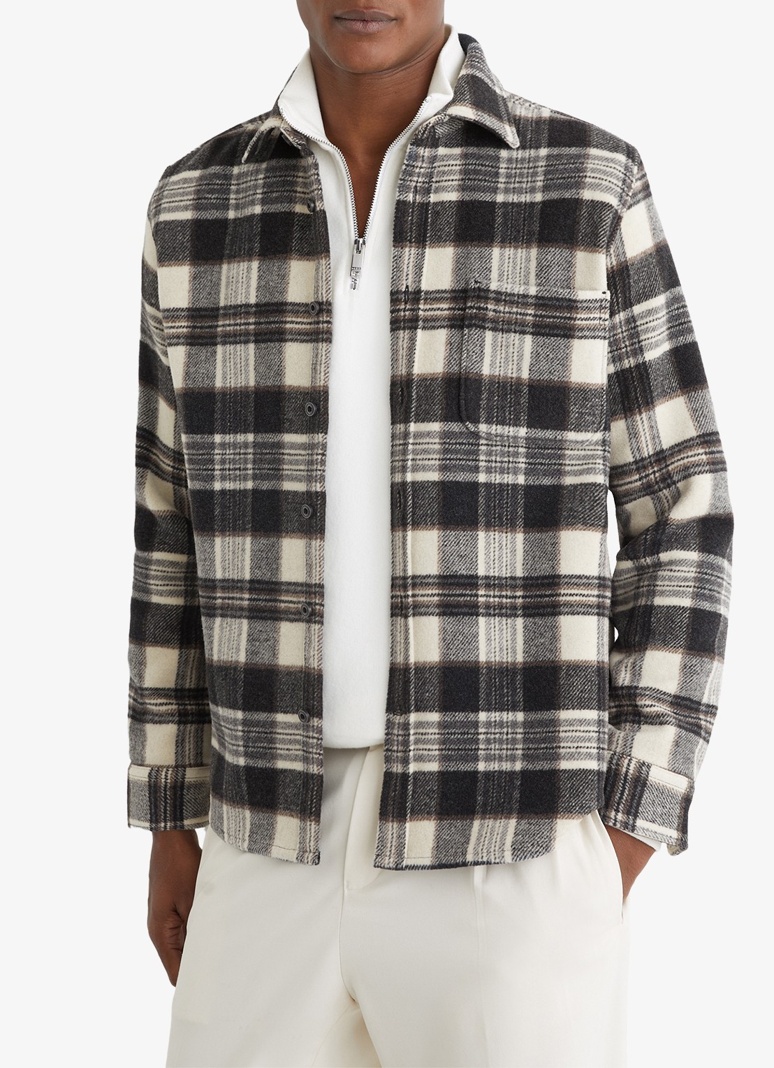 Reiss Crosby overshirt in wolblend - detail 4 grijs