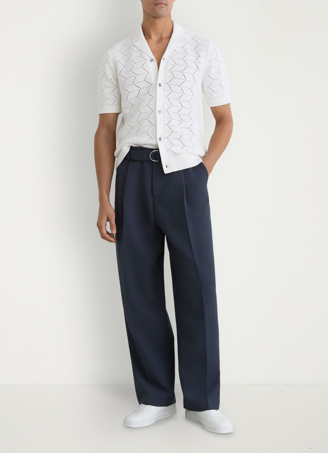 Reiss Dalkeith fijngebreide trui met polokraag - voorkant 2 white / wit