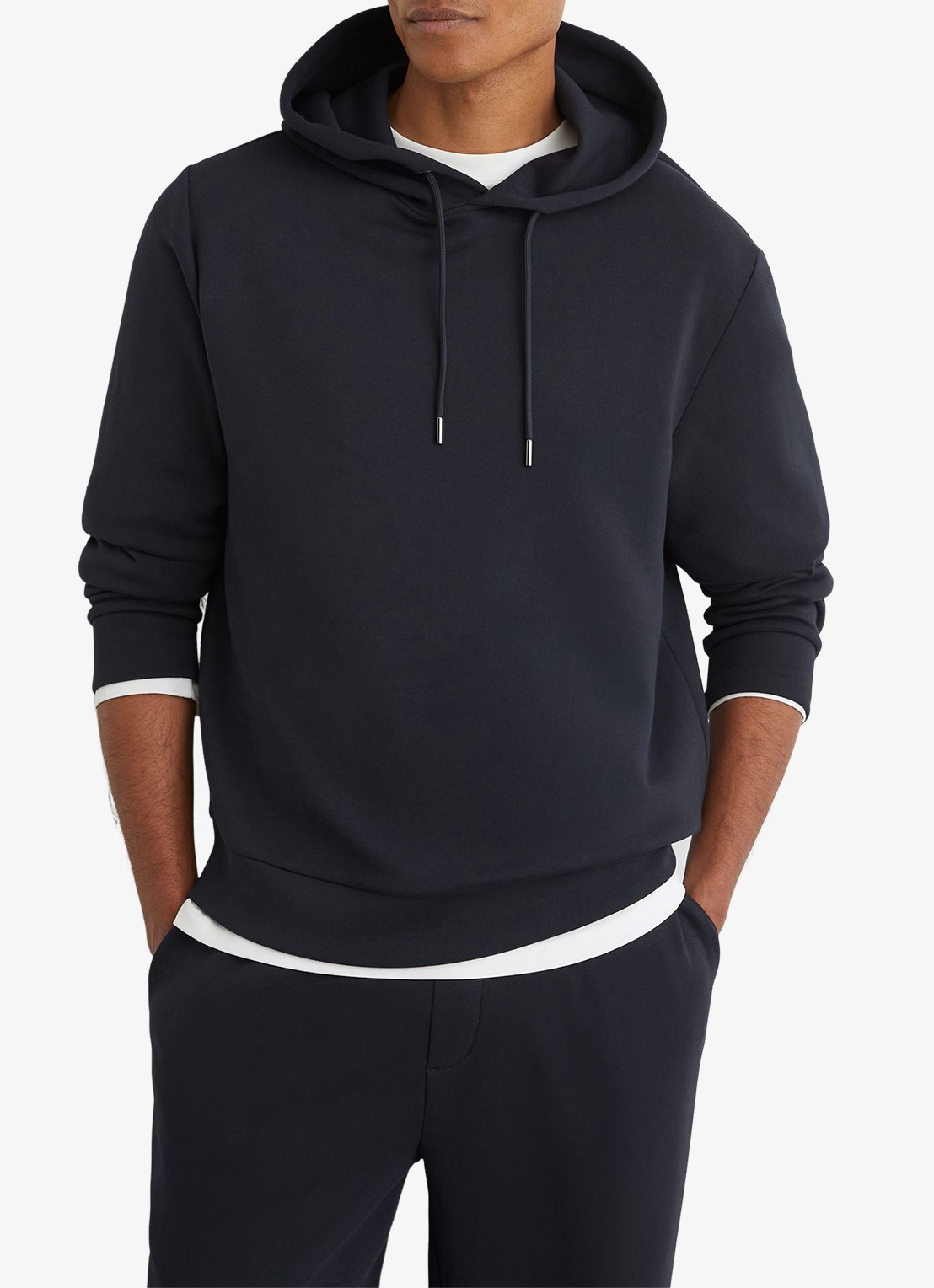 Reiss Dane hoodie met gemêleerd dessin - detail 2 navy / blauw