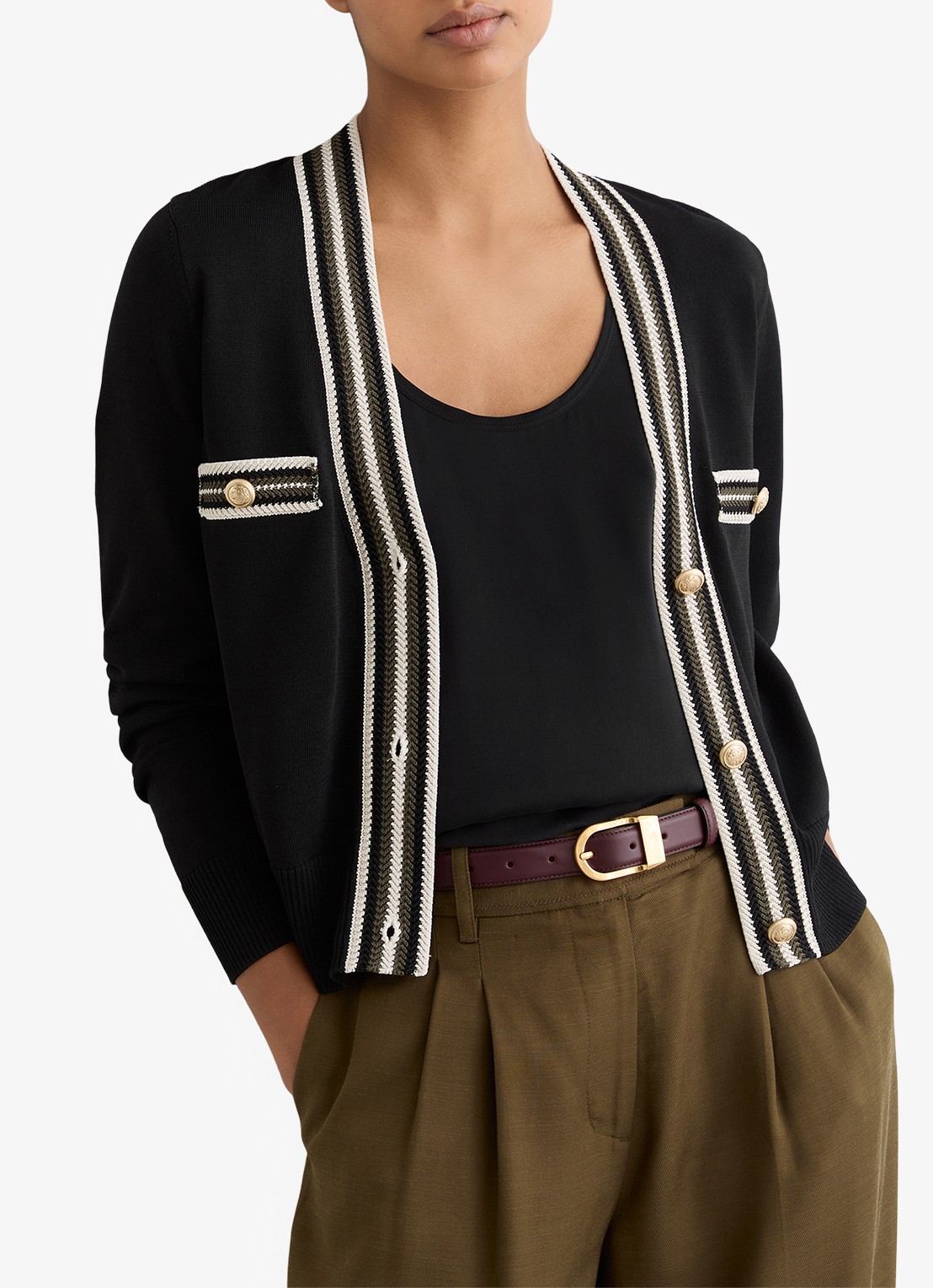 Reiss Danni fijngebreid vest met knoop detail - detail 2 zwart
